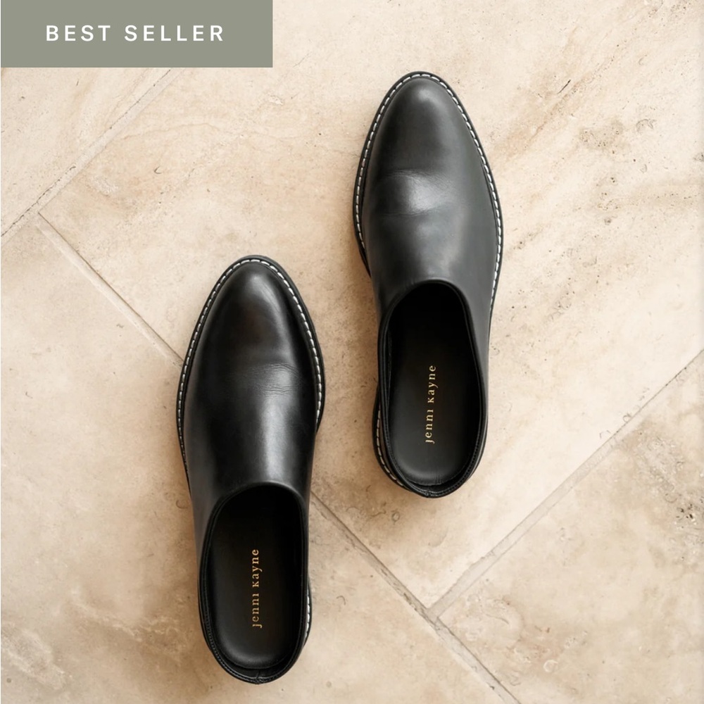 Jenni Kayne Black Leather Lug Mules